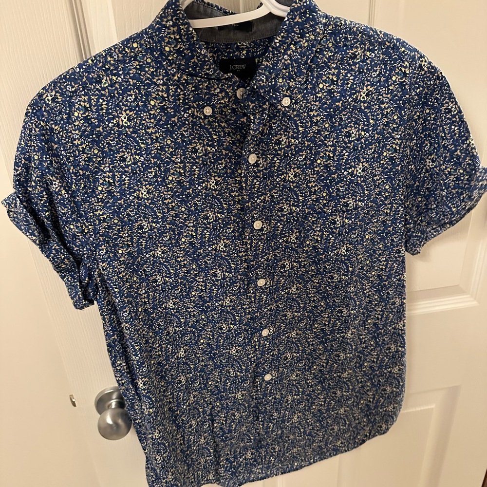 J. Crew Men's Blue Floral Button Down Shirt